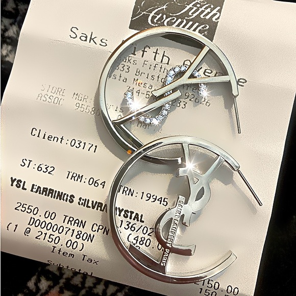 Authentic YSL Saint Laurent Monogram-Hoop Logo Earring Set - Picture 14 of 17